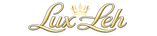The logo for Lux Leh features elegant cursive gold lettering with a small gold crown icon above the 'L', set against a solid white background.